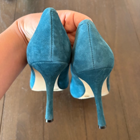 Vince Camuto Cynthea Turquoise Teal Suede Leather Heels Pumps Size 9 - Picture 8 of 12